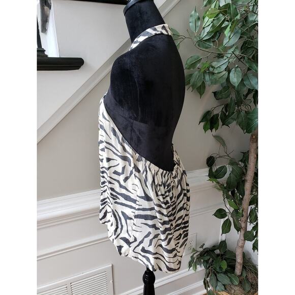 Nine West Top Blouse Women's XL White Black Zebra Print Sleeveless Keyhole Back - Picture 10 of 10